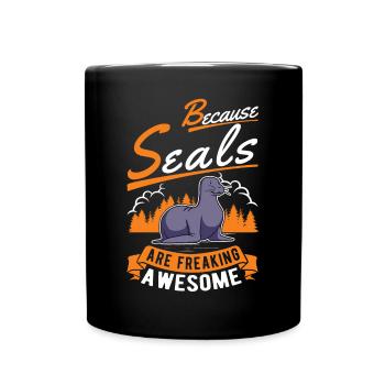 Cadeau de phoque Phoque Lion de mer - Mug uni - noir - Devant