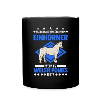 Welsh Pony Einhorn Welsh Pferd - Tasse einfarbig - Schwarz - Vorne