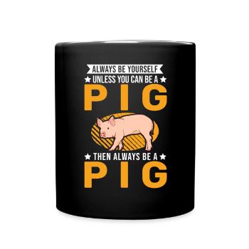 Pig Gift Farmer Pig - Full Colour Mug - black - Front
