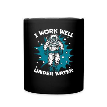 I Work Well Under Water Diving Mask - Full Colour Mug - black - Front