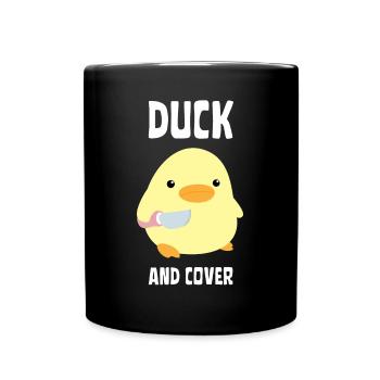 Canard et couverture - Canard au couteau Ente mit Messer - Mug uni - noir - Devant