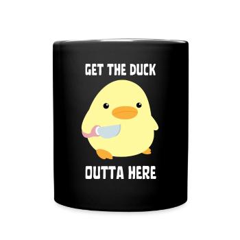 Canard et couverture - Canard au couteau Ente mit Messer - Mug uni - noir - Devant