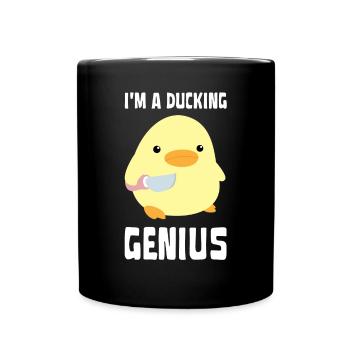 I'm A Ducking Genius - Funny Duck with knife Meme - Full Colour Mug - black - Front