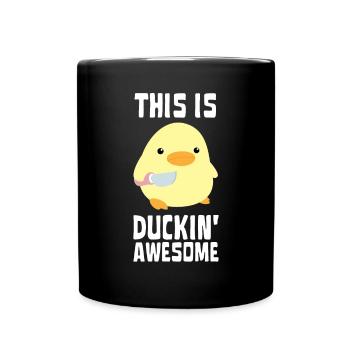 This Is Duckin' Awesome Funny Duck with knife Meme - Full Colour Mug - black - Front