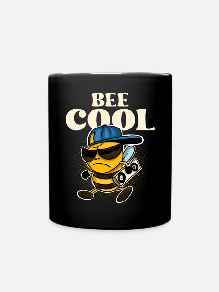 Bee Cool Biene - Tasse einfarbig - Schwarz