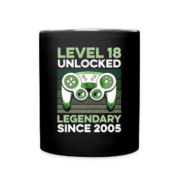Niveau 18 ans Année d’anniversaire 2005 Gamer Boy - Mug uni - noir - Devant