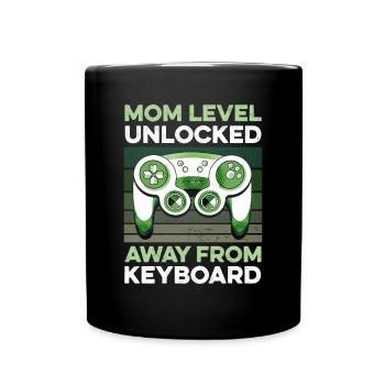 Level Mom Unlocked Gamer Mama Mutter Muttertag - Tasse einfarbig - Schwarz - Vorne