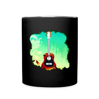Colorful Guitar in Forest Nature Music - Full Colour Mug - black - Front