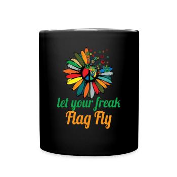 Hippie Peace Sign Peace Flowers Flower Child - Full Colour Mug - black - Front