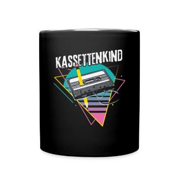 Kassettenkind 80er Jahre Musik Kassette Mixtape - Tasse einfarbig - Schwarz - Vorne