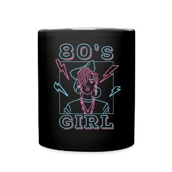 80s Girl Retro Karneval 80er Mottoparty Geschenk - Tasse einfarbig - Schwarz - Vorne