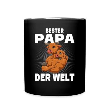 Bester Papa der Welt Vatertag Vater Bulle Stier - Tasse einfarbig - Schwarz - Vorne