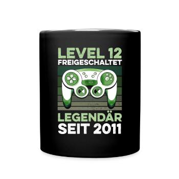 Level 12 Jahre 12. Geburtstag Jahr 2011 Gamer - Tasse einfarbig - Schwarz - Vorne