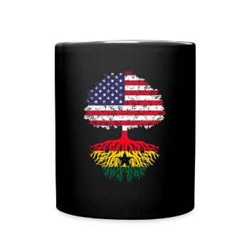 Ghana American Flag, Tree Ghana - Full Colour Mug - black - Front