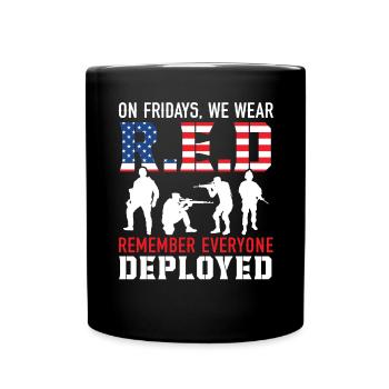 Patriotic Veteran USA Flag American Memorial Day - Full Colour Mug - black - Front