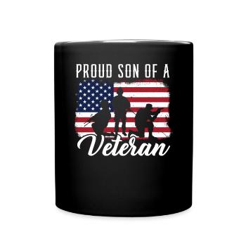 Patriotic Veteran USA Flag American Memorial Day - Full Colour Mug - black - Front
