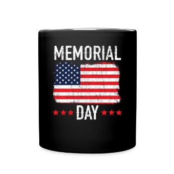 Patriotic Veteran USA Flag American Memorial Day - Full Colour Mug - black - Front