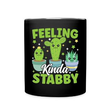 Feeling Kinda Stabby Funny Cactus Pun Succulent - Full Colour Mug - black - Front