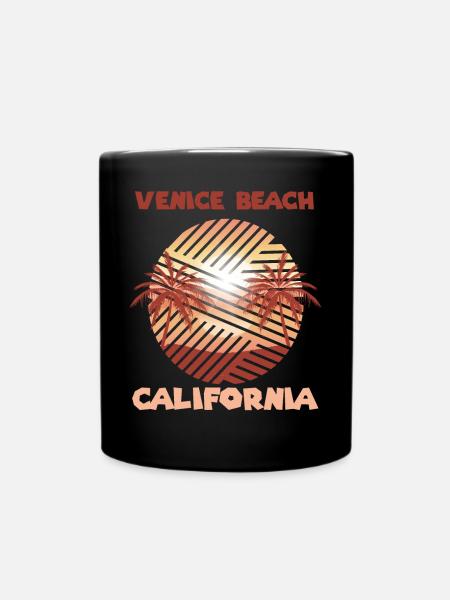 Retro Venice Beach Kalifornien Palmen Surfen im Oz - Tasse einfarbig - Schwarz