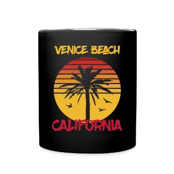 California Venice Beach Palmen Ocean Surfing - Tasse einfarbig - Schwarz - Vorne