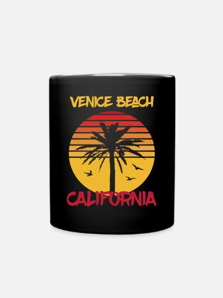 Californie Venice Beach Palm Ocean Surf - Mug uni - noir