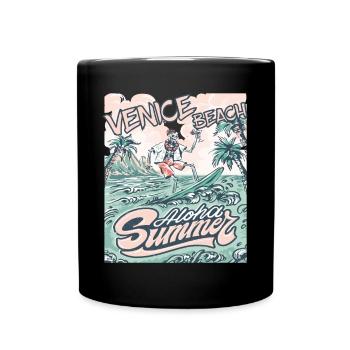 Familienurlaub Kalifornien Venice Beach Palme Ozea - Tasse einfarbig - Schwarz - Vorne