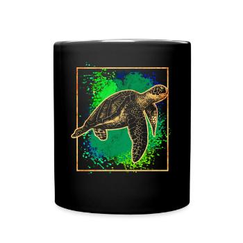 Tortue marine - Mug uni - noir - Devant