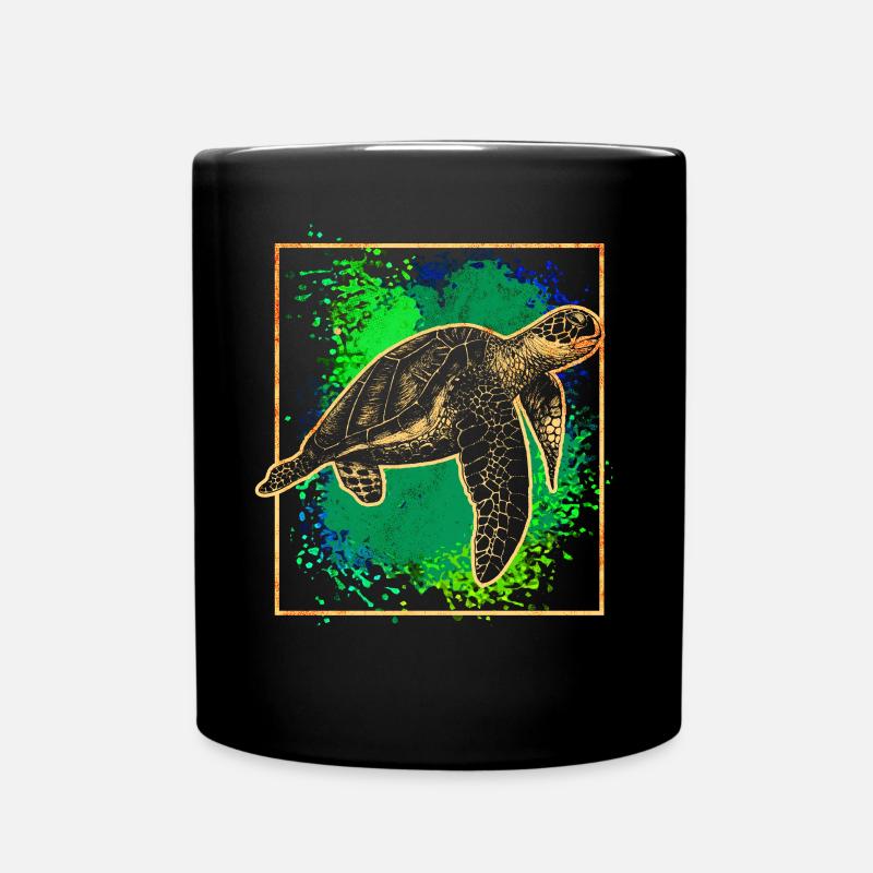 Meeresschildkröte - Tasse einfarbig - Schwarz