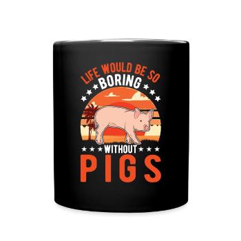 Pig Gift Farmer Pig - Full Colour Mug - black - Front