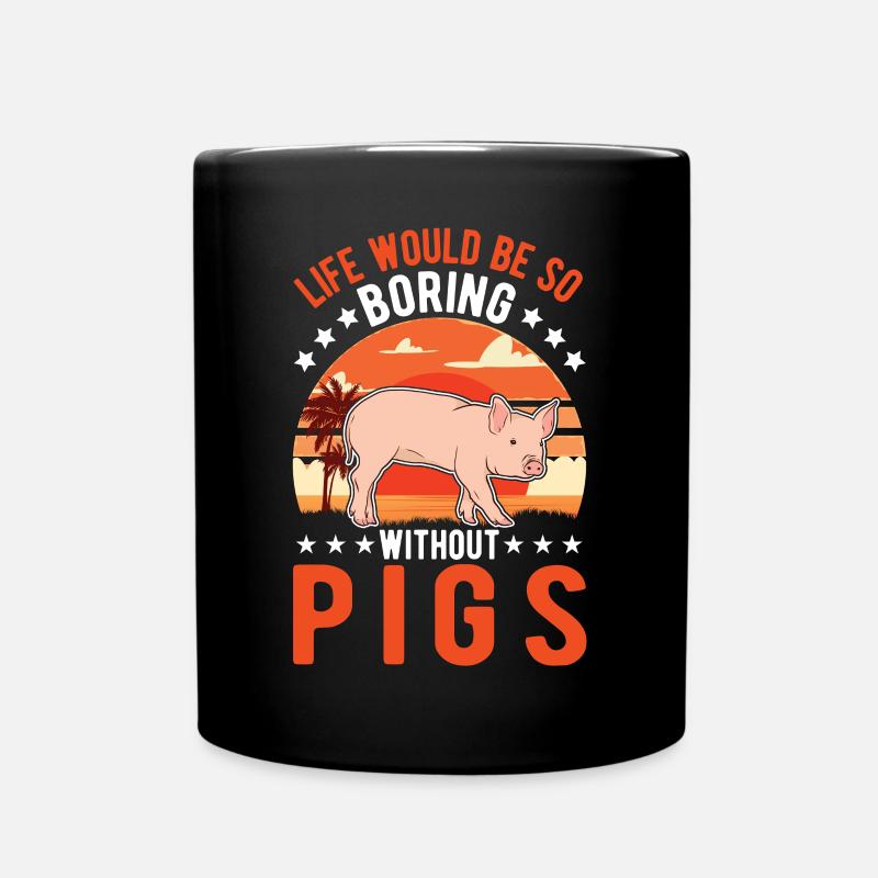 Schweine Geschenk Landwirt Schweinchen - Tasse einfarbig - Schwarz