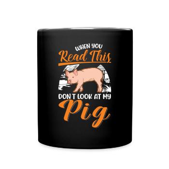 Pig Gift Farmer Pig - Full Colour Mug - black - Front