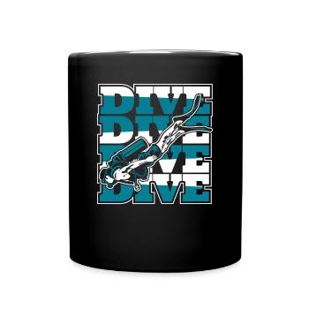 Dive Diving Mask Diving Fins Goggles - Full Colour Mug - black - Front