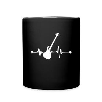 Bass Guitar Player Heartbeat Musical Instrument Ba - Full Colour Mug - black - Front