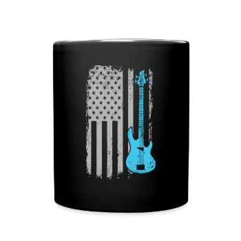 Guitare Basse Electrique Musicien Drapeau Américain - Mug uni - noir - Devant