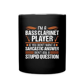 Clarinettiste basse Drôle de musique sarcastique Instrum - Mug uni - noir - Devant