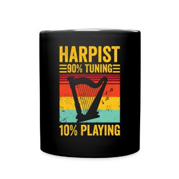 Harfenspieler Harfenist Retro - Tasse einfarbig - Schwarz - Vorne