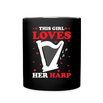Harfenspieler Harfenist - Tasse einfarbig - Schwarz - Vorne
