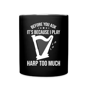 Harfenspieler Harfenist - Tasse einfarbig - Schwarz - Vorne