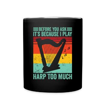 Harfenspieler Harfenist Retro - Tasse einfarbig - Schwarz - Vorne
