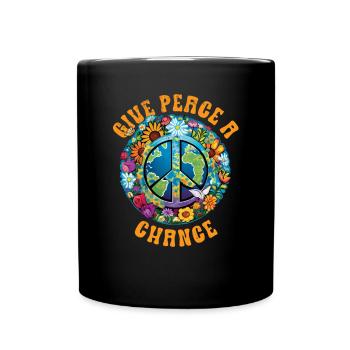 Hippie Peace Sign Peace Flowers Flower Child - Full Colour Mug - black - Front