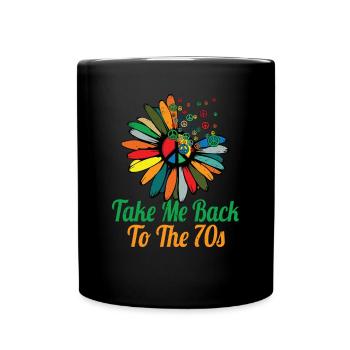 Hippie Peace Sign Peace Flowers Flower Child - Full Colour Mug - black - Front