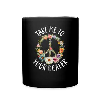 Hippie Peace Sign Peace Flowers Flower Child - Full Colour Mug - black - Front