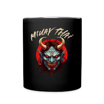 Muay Thai Wütend Oni Dämon - MMA Thai Boxen - Tasse einfarbig - Schwarz - Vorne