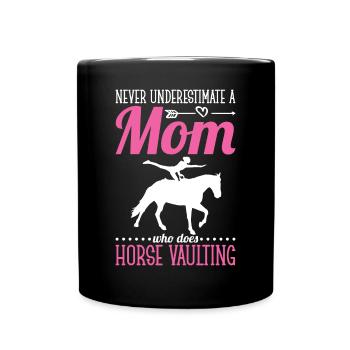 Lustige Pferdesport Voltigieren Mama - Tasse einfarbig - Schwarz - Vorne