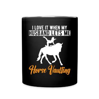 Drôle de cavalier Cheval Femme Sauteuse - Mug uni - noir - Devant