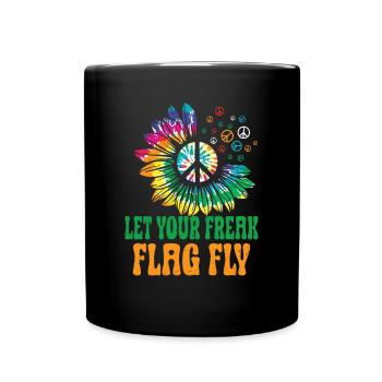 Hippie Peace Sign Peace Flowers Flower Child - Mug uni - noir - Devant