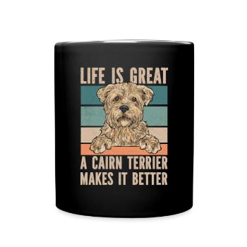 Cairn Terrier Hund - Tasse einfarbig - Schwarz - Vorne