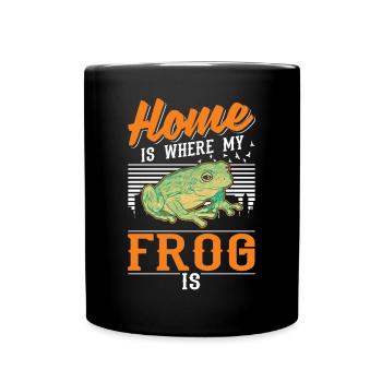 Zuhause ist wo mein Frosch ist - Tasse einfarbig - Schwarz - Vorne
