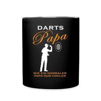 Darts Papa Spruch Dartspieler Darts Fans Geschenk - Tasse einfarbig - Schwarz - Vorne