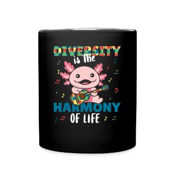 Autism Awareness Month Puzzle Music Axolotl - Full Colour Mug - black - Front